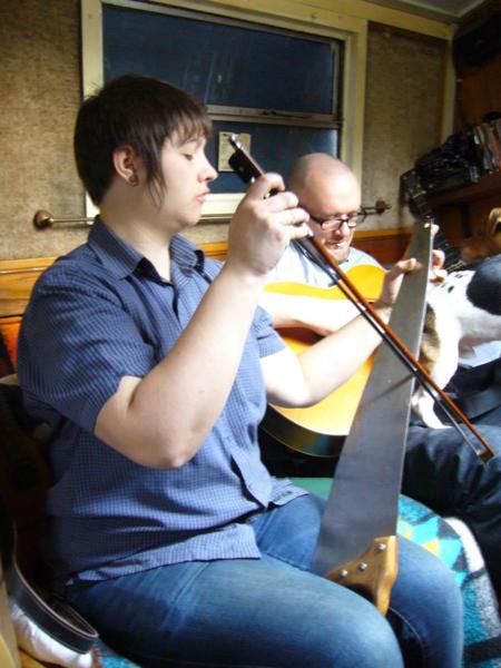 Leighton Buzzard with Ash on musical saw